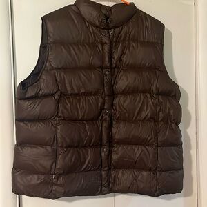 Lands End Puffer Vest, XL, Chocolate Brown